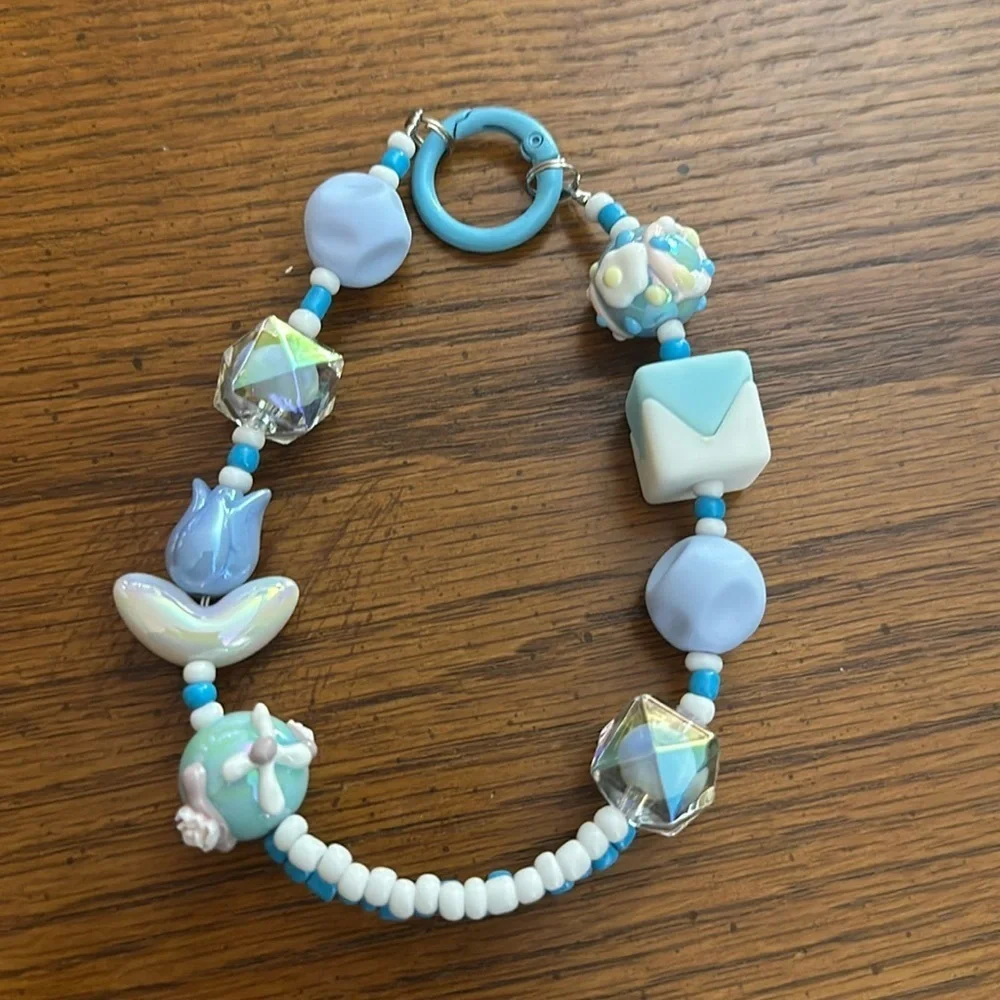 Beaded charm keychain